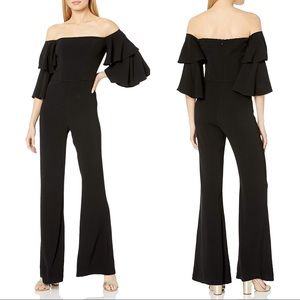 Nicole Miller Crepe Ruffle Jumpsuit